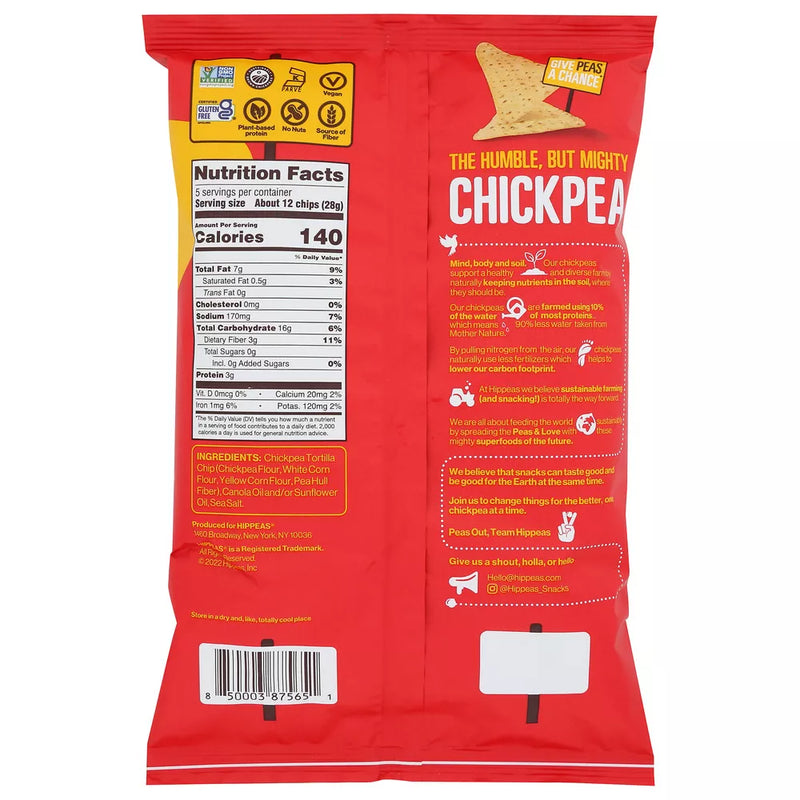 HIPPEAS NO GMO Straight Up Sea Saf Chips Tortilla Chips, 5 onzas