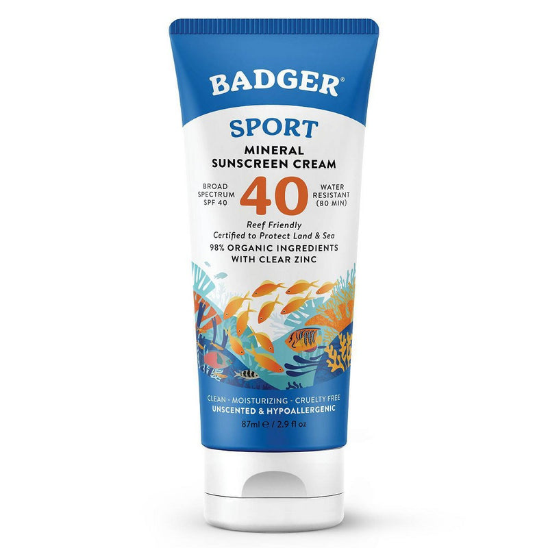 Badger Sport Mineral Sunscreen Cream SPF 40  2.9 fl oz