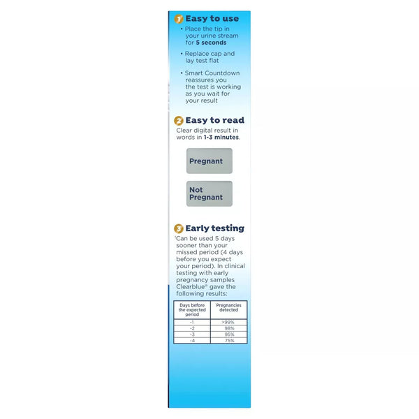 Clearblue Digital Pregnancy Test with Smart Countdown, 3 count