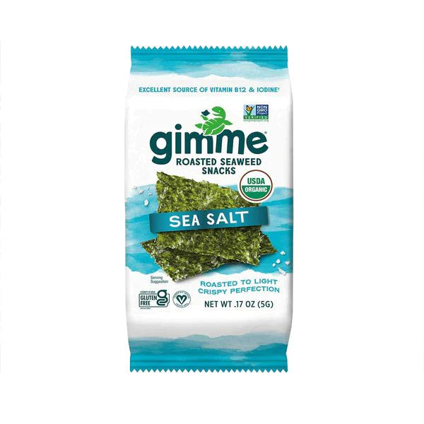 Gimme - Hojas de algas asadas orgánicas - ceto, vegano, sin gluten - Gran fuente de yodo y bocadillos saludables para niños y adultos para niños y adultos