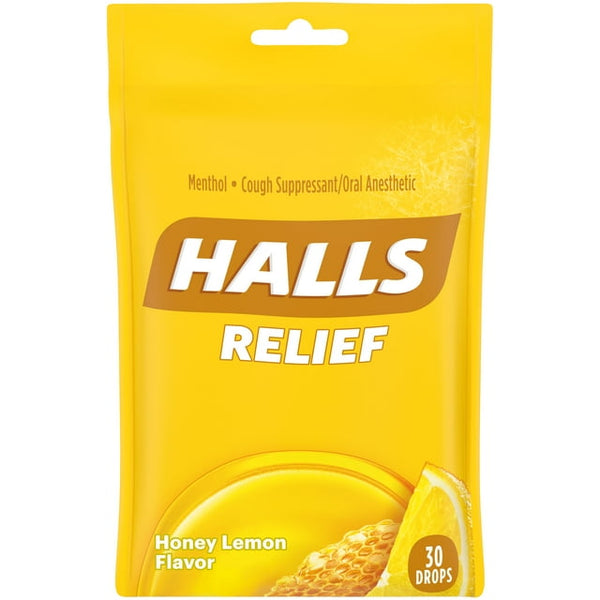 Halls Menthol Drops Honey Lemon 30ct