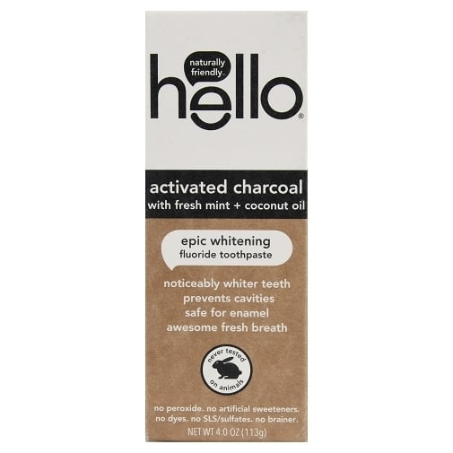 Hello Whitening Fluoride Toothpaste Fresh Mint + Coconut Oil 4oz