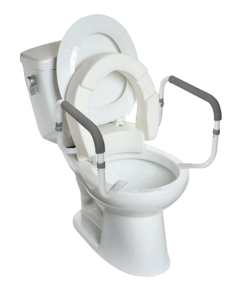 INNO MEDICAL 4" Foldable Hinged Raised Toliet Seat with Handles, Padded Arms