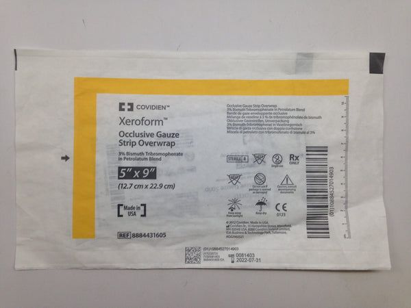 Covidien Xeroform Occlusive Gauze Strip Overwrap 5" x 9" 8884431605