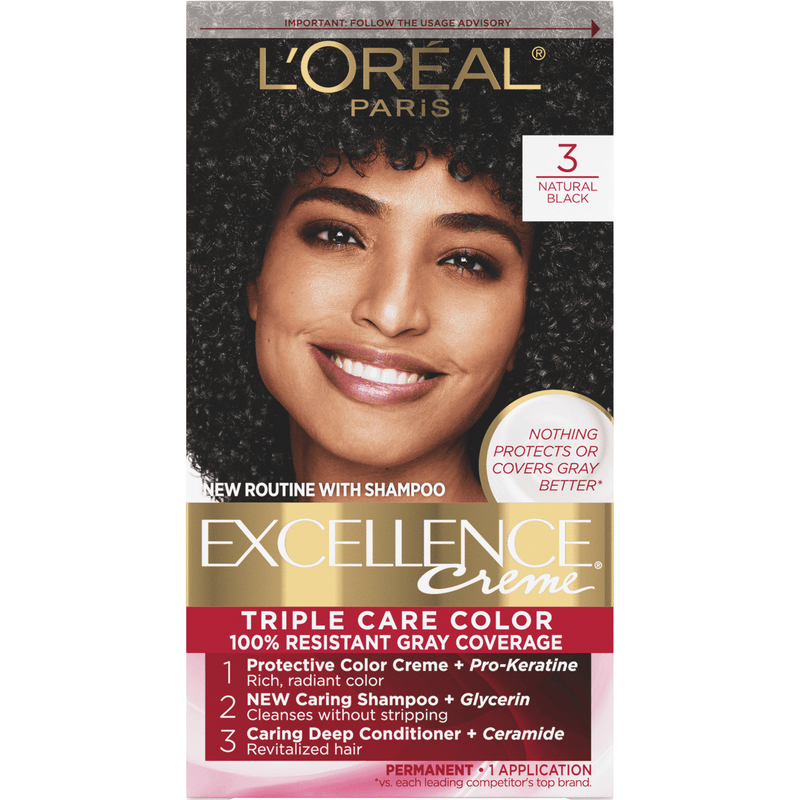 Loreal Excellence Creme Permanent Hair Color 3 Natural Black