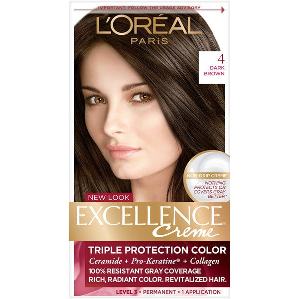 Loreal Excellence Creme Permanent Hair Color 4 Dark Brown