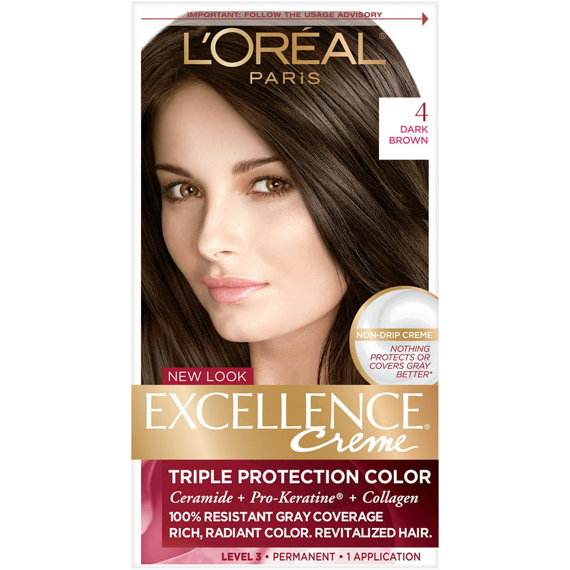 Loreal Excellence Creme Permanent Hair Color 4 Dark Brown