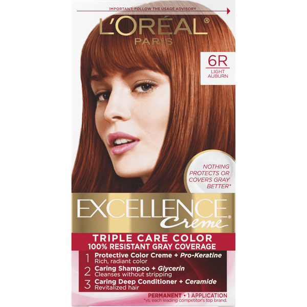 Loreal Excellence Creme Permanent Hair Color 6R Light Auburn