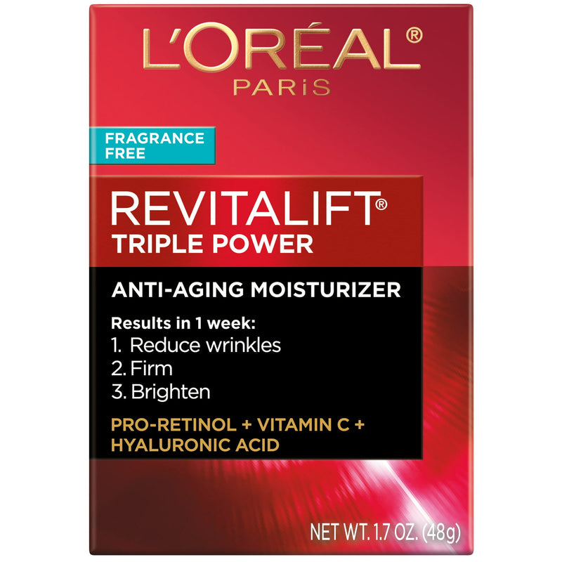 L'Oreal Paris Revitalift Triple Power Face Moisturizer Unscented Cream 1.7oz