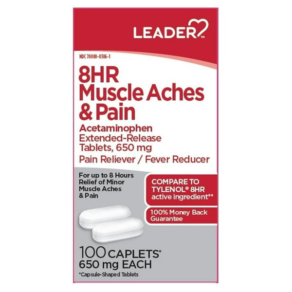 Leader 8hr Aches Pain Relief 650mg Capsules 100ct