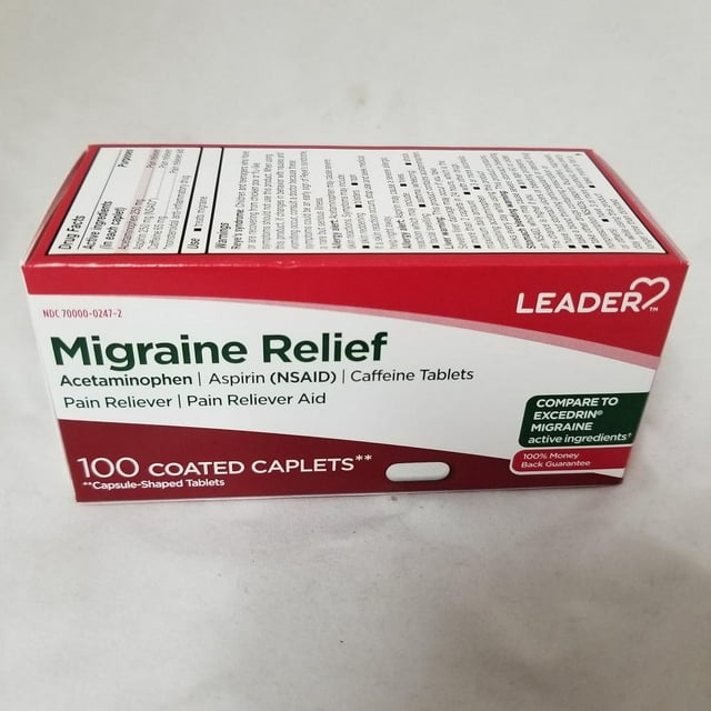 Leader Migrane Formula Coated Caplets 100ct