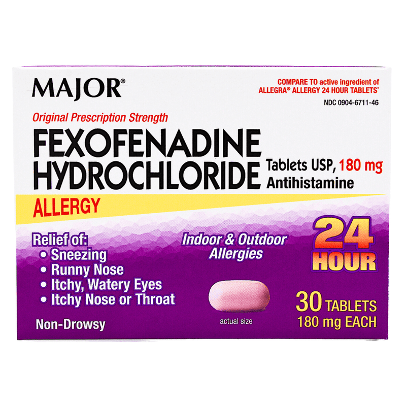 Major Fexofenadine Hydrocloride Tablets 180mg  30 Tablets