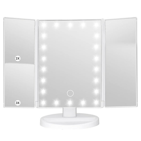 Vivitar Simply Beautiful Led Light 22" Tri-Fold Mirror White