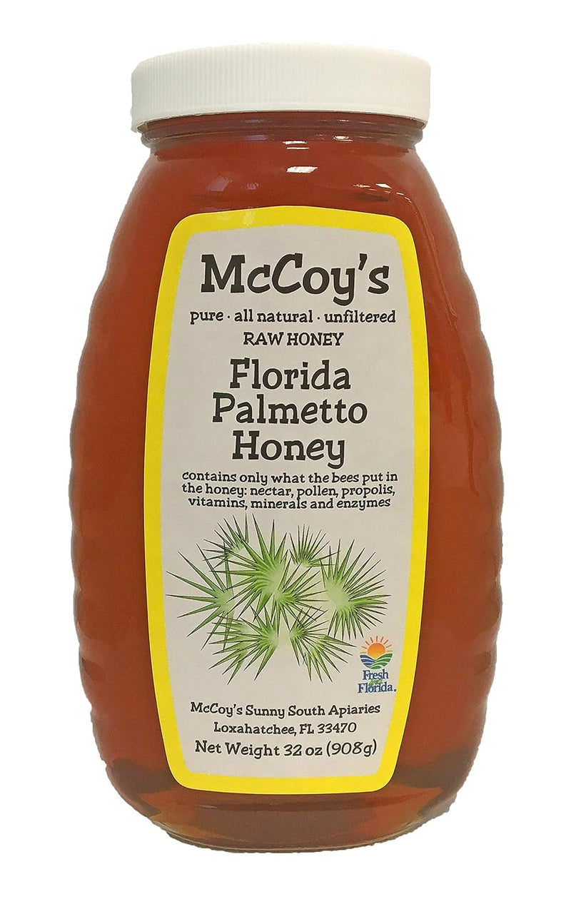 Raw Honey - Pure All Natural Unfiltered & Unpasteurized - McCoy's Honey Florida Palmetto Honey