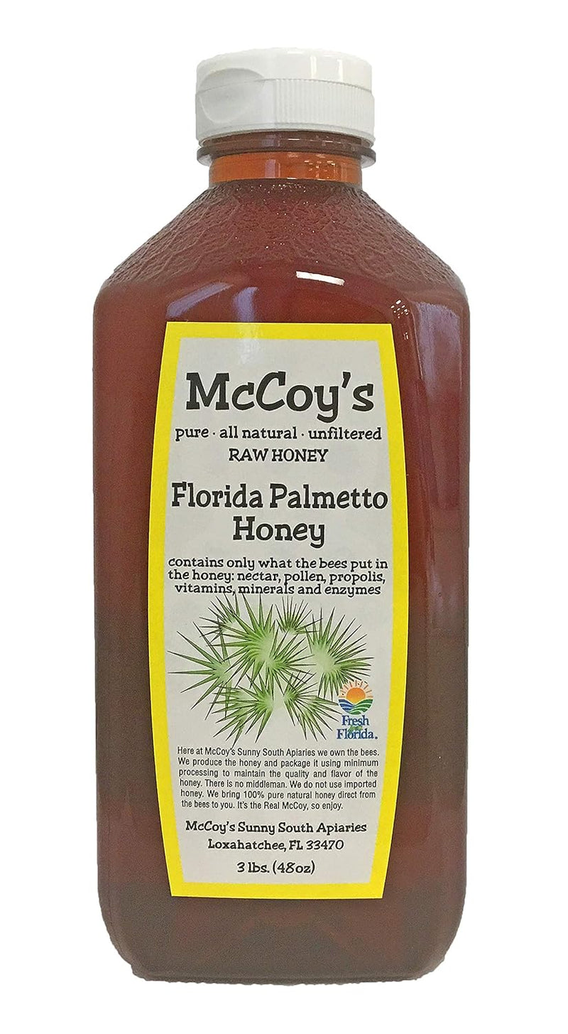 Raw Honey - Pure All Natural Unfiltered & Unpasteurized - McCoy's Honey Florida Palmetto Honey