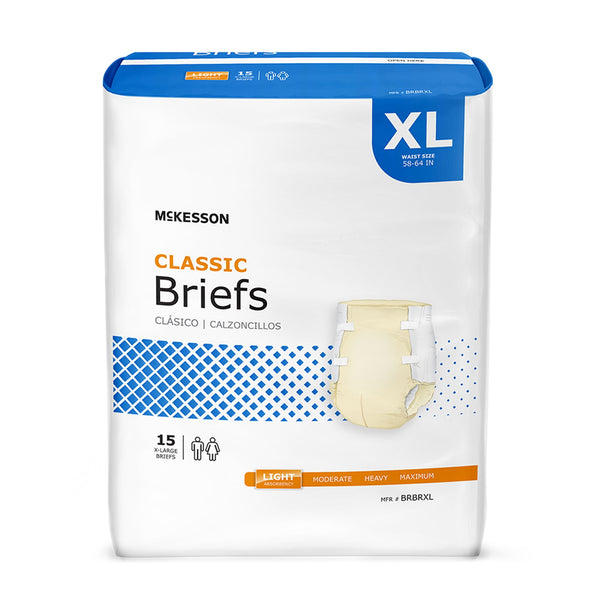 McKesson Classic Briefs Incontinence Light Absorbency XL 15 ct