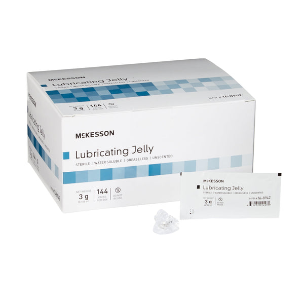 McKesson Lubricating Jelly Clear, Fragrance-Free 3mg  144 Packs 16-8942