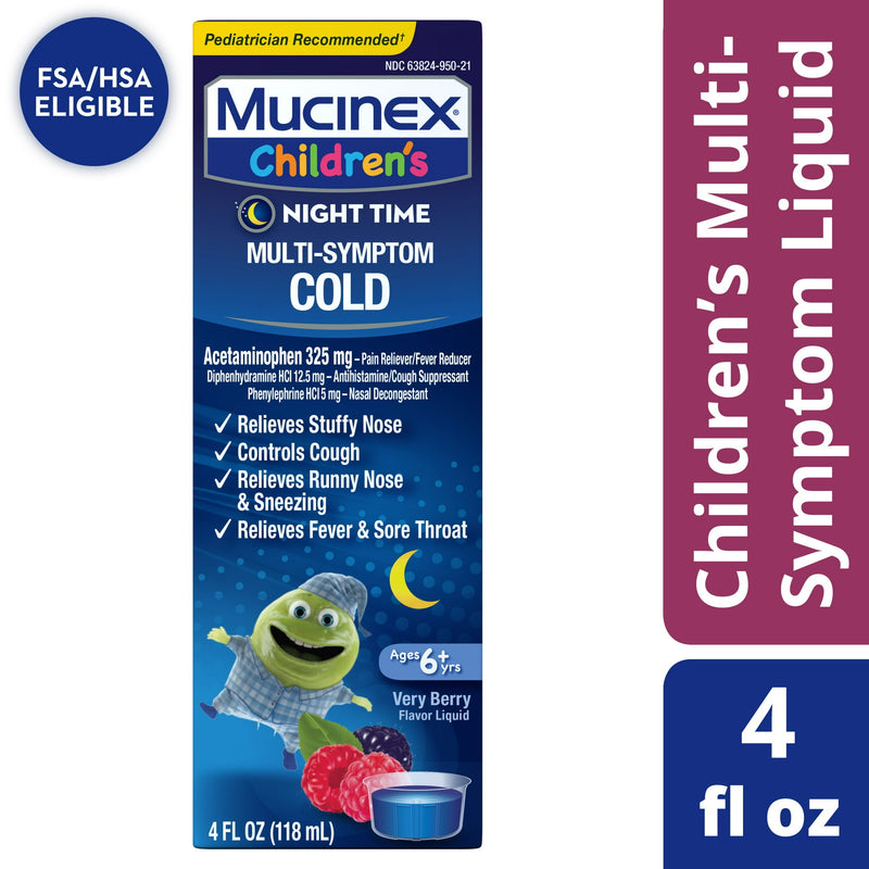 Mucinex Children's Night Time Multi-Symptom Cold Relief Mixed Berry 4oz