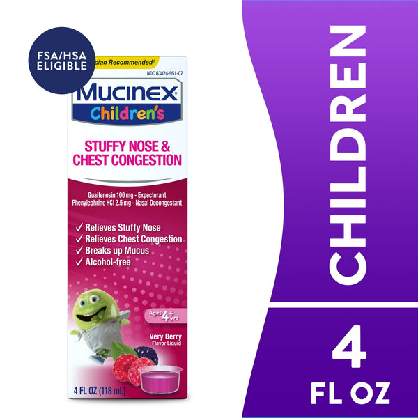 Mucinex Children's Stuffy Nose & Chest Congestion Relief Very Berry 4oz