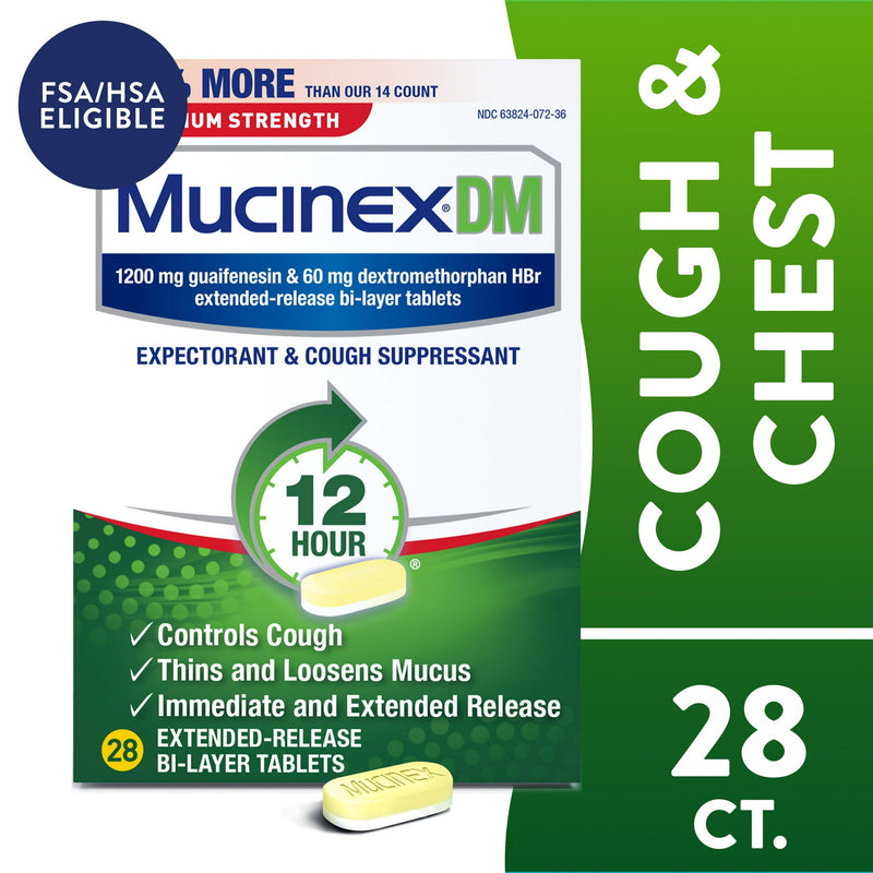 Mucinex Dm Max Strength Expectorant & Cough 1200mg 28 Tablets
