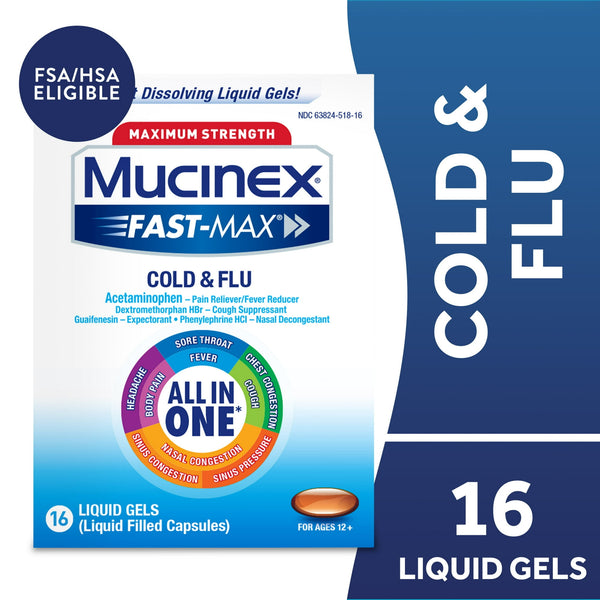 Mucinex Fast-Max Cold and Flu Liquid Gels 16ct