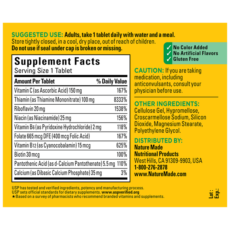 Nature Made B-Complex With Vitamin C Tablets 140ct