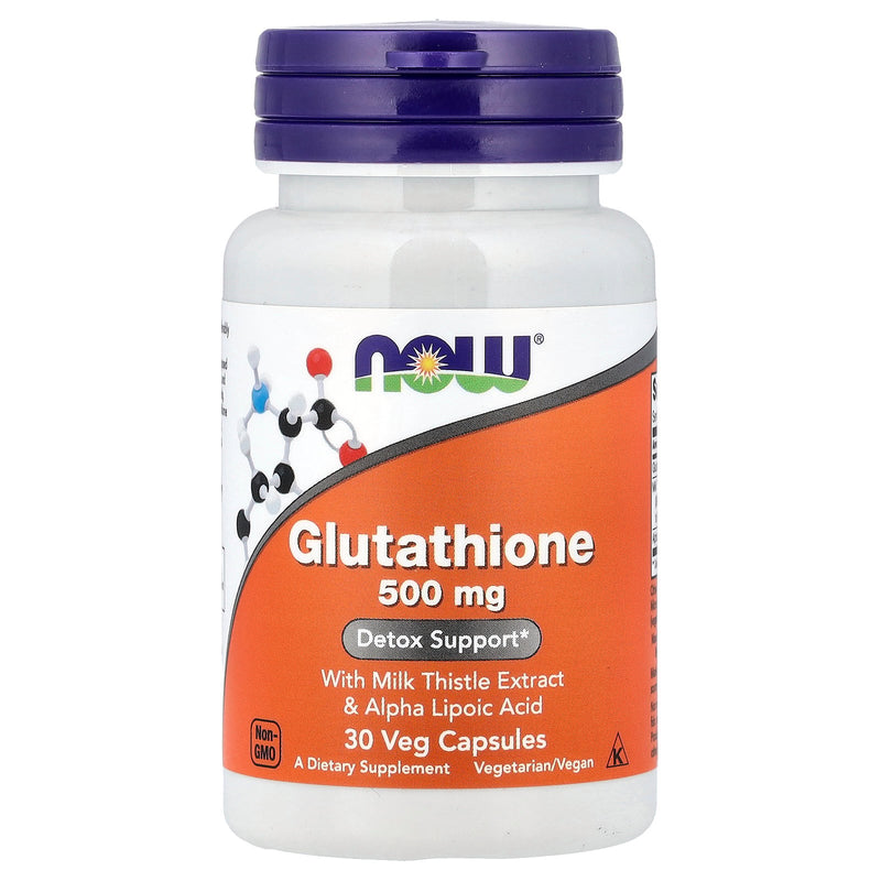 Now Glutathione 500 mg, With Milk Thistle Extract & Alpha Lipoic Acid, 30 Vegetable Capsules