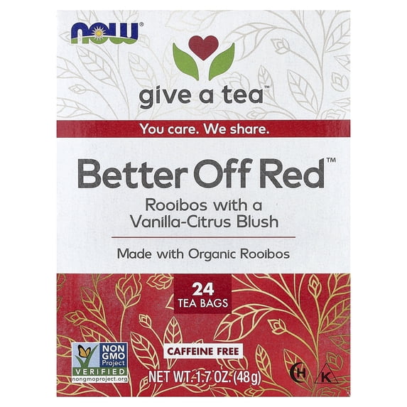 Now Foods Better Off Red Rooibos, 24 Tea Bags, Vanilla-Citrus