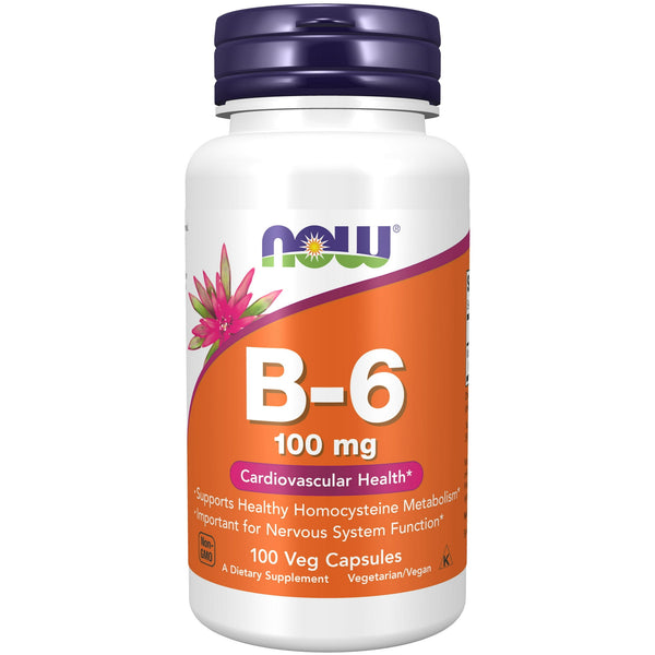 Now Vitamin B-6 100mg 100 Capsules