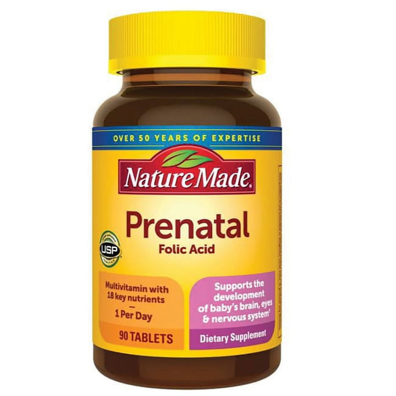 Naturaleza fabricada en tabletas de ácido fólico prenatal 90ct