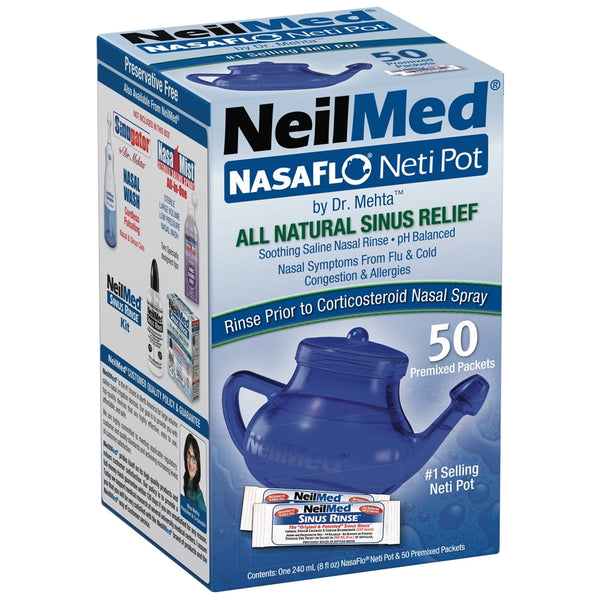 Neilmed Nasalflo Neti Pot 8oz With 50 Prepared Packs