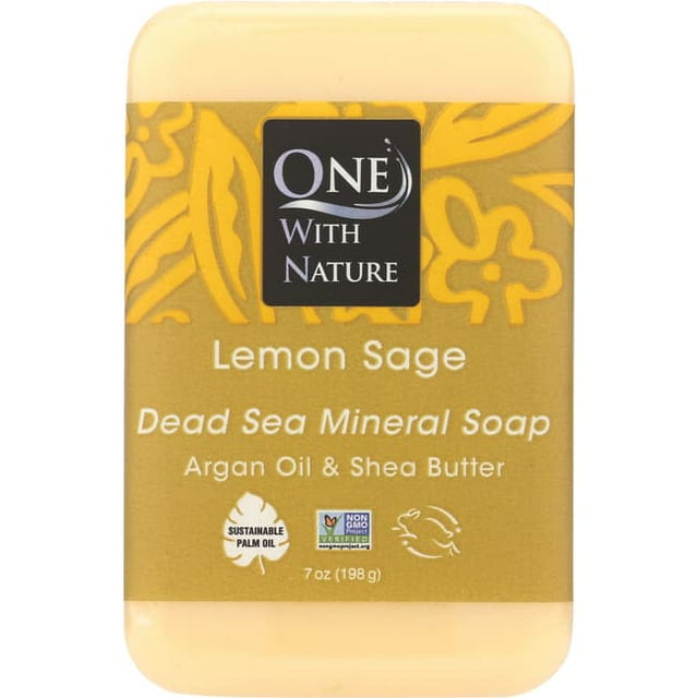 One With Nature Lemon Sage Dead Sea Mineral Soap 7oz