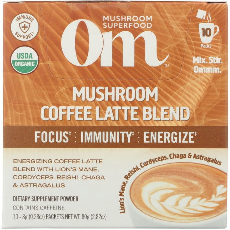 Om Mushroom Coffee Latte Blend Packs 10ct