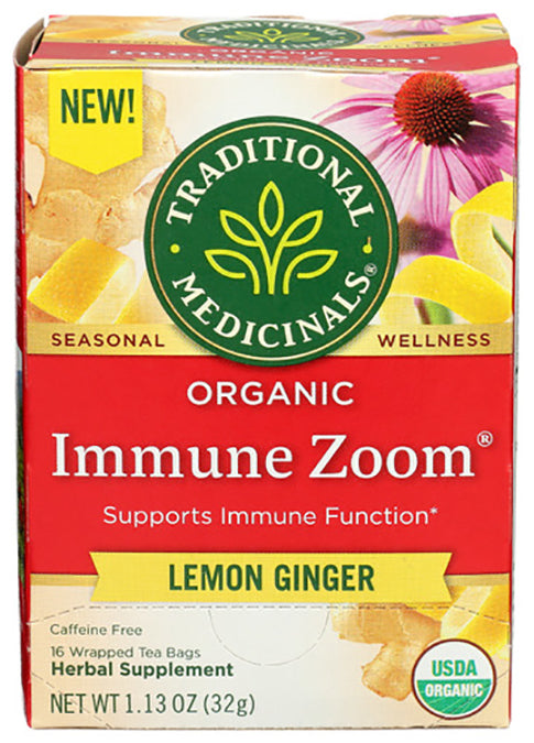 Traditional Medicinals Tea  Organic Immune Zoom Lemon Ginger  Tea Bags  16 Count