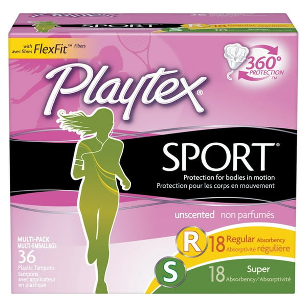 Playtex Sport Tampons Unscented, Regular & Super Tampons 36ct