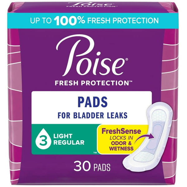 Poise Regular Length Light Absorbency 30 Pads