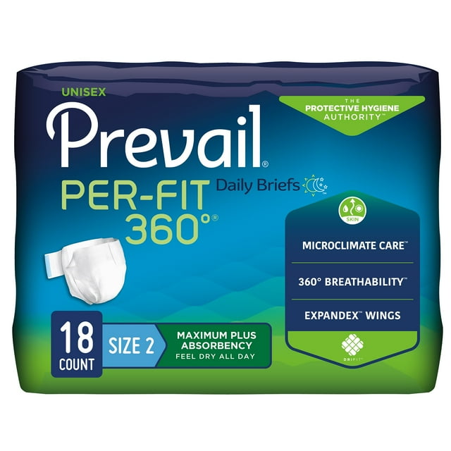 Prevail Per-Fit Briefs 360 Size 2 18ct