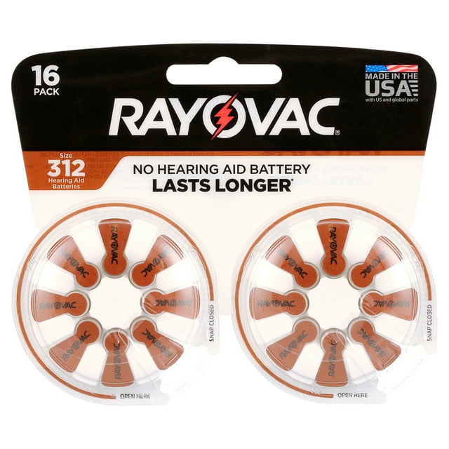 Rayovac Size 312 Hearing Aid Batteries 16ct