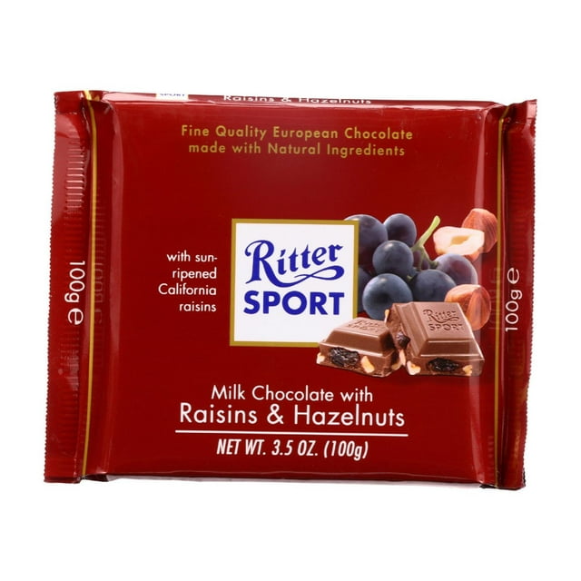 Ritter Sport Milk Chocolate Raisins Hazlnut Bar 3.5oz