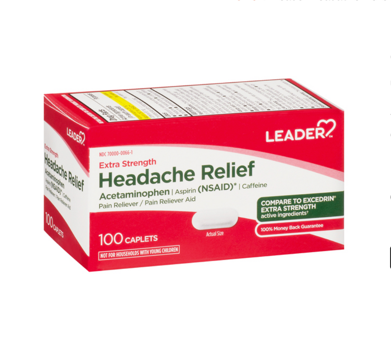Leader Extra Strength Headache Relief 100 Caplets