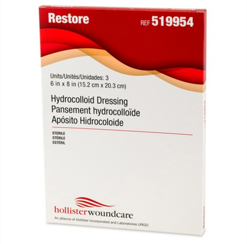 Hollister Restore Hydrocolloid Dressing 4" x 4" Without Tapered Edges 5ct 519953