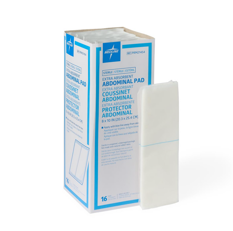 Medline almohadillas abdominales estériles 8 "x 10" 18ct no 21454
