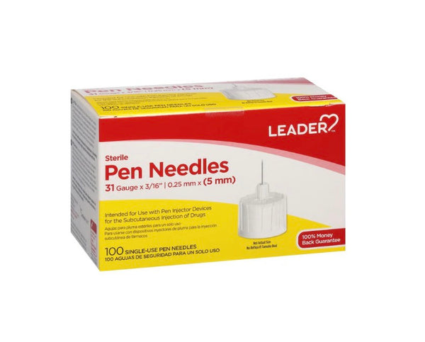 Leader Sterile 31 Gauge 5 mm Pen Needles 100ct
