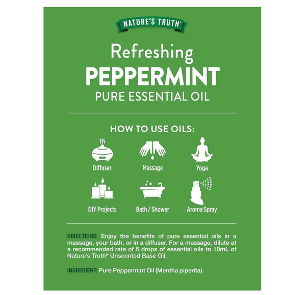 Nature's Truth, Pure Essential Oil, Refreshing Peppermint, 2 Oz