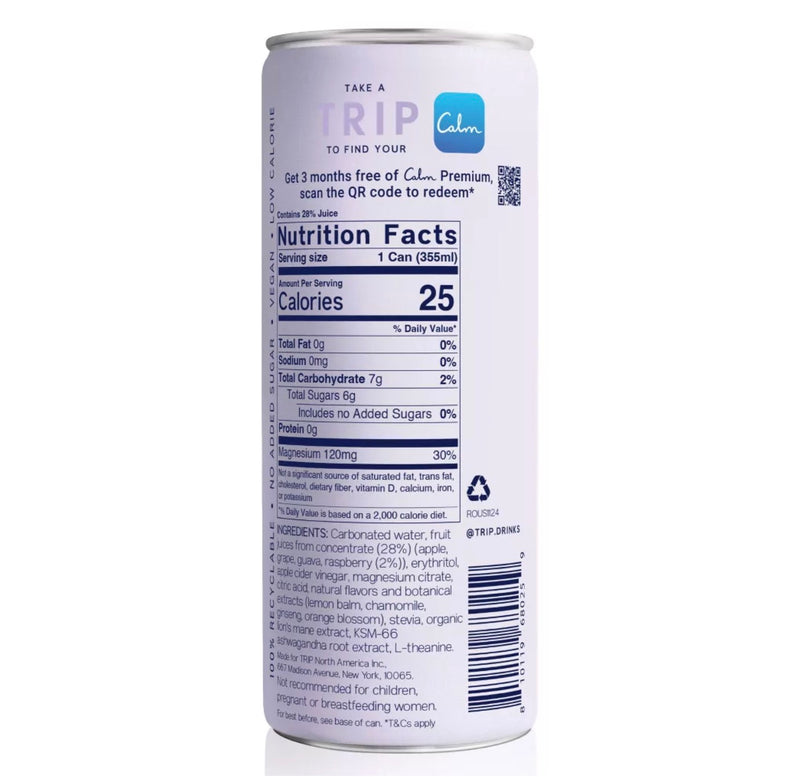 Trip Mindful Blend Raspberry Orange Blossom Lightly Sparkling Botanical - 12 fl oz Can