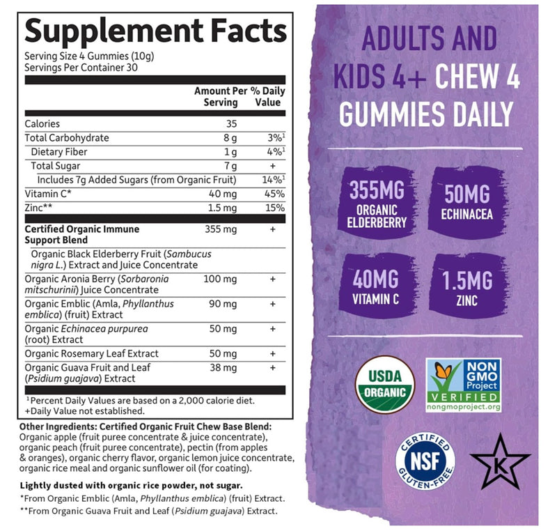 Garden of Life Mykind Organics Elderberry Immune Gummy 120 gummies