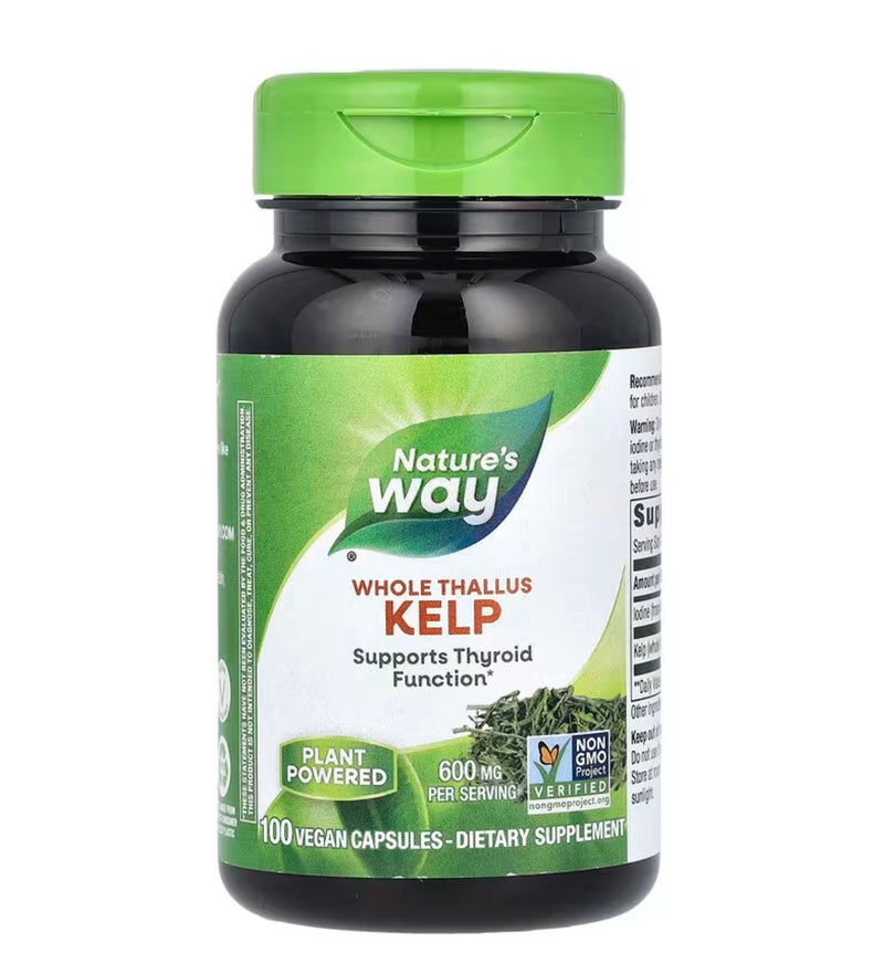 Nature's Way Kelp Whole Thallus, 600 mg per Serving Size, 100 Vegan Capsules
