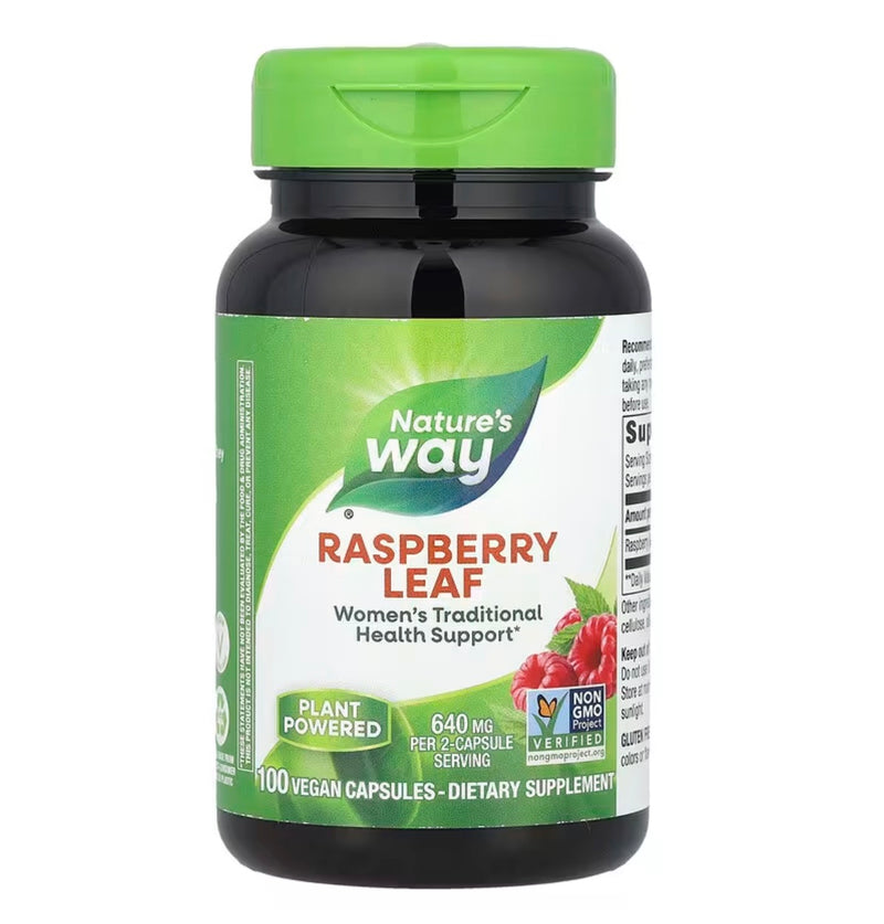 Nature's Way Red Raspberry Leaves 640 mg per Serving Size, 100 Vegan Capsules
