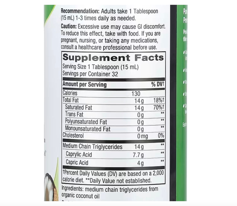 Nature's Way Organic MCT Oil 16oz