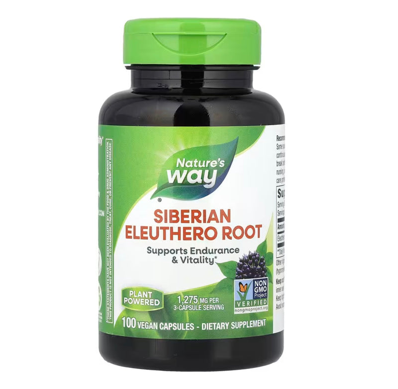Nature's Way Siberian Eleuthero Root 1275 mg per Serving Size, 100 Vegan Capsules